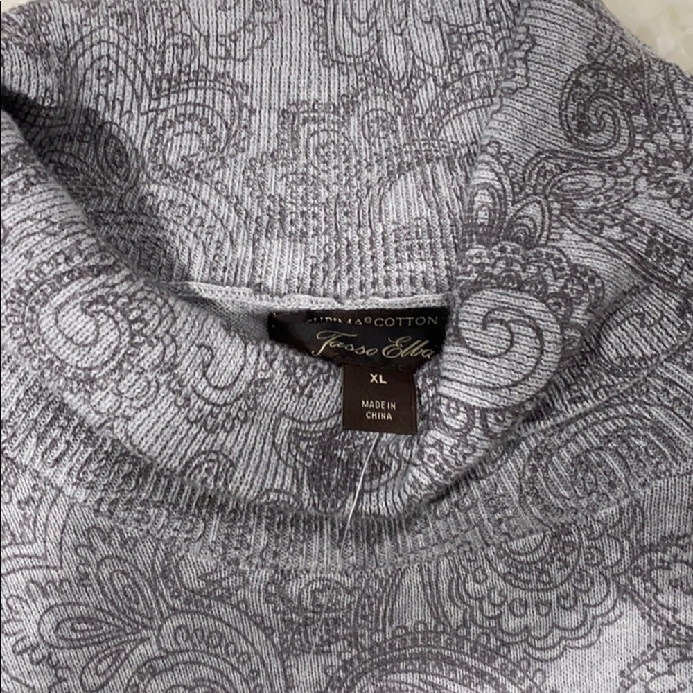 Tasso Elba Men's Paisley Supima Cotton Turtleneck - Picture 5 of 9